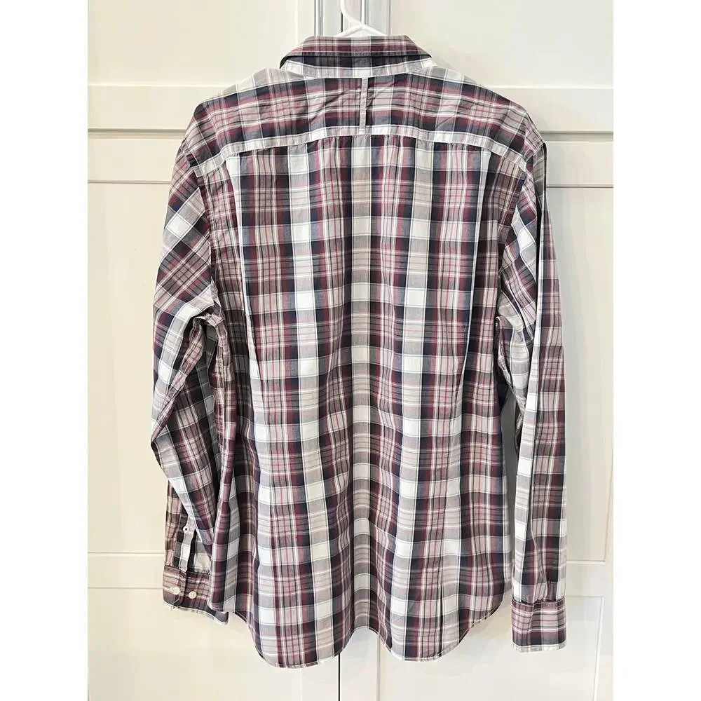 BANANA REPUBLIC Men's Button Down Plaid Dress Shirt XL Long Sleeve Tailored Slim